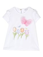 Monnalisa t-shirt fleurie à appliques en tulle - Blanc - thumbnail