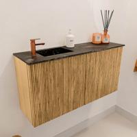 Toiletmeubel Mondiaz Joya Dlux | 80 cm | Meubelkleur Oak | Faye wastafel Lava Wasbak Links | 1 kraangat