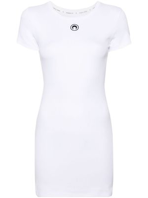 Marine Serre robe courte en coton biologique à manches courtes - Blanc