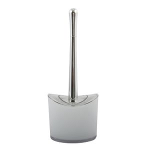 Toiletborstel in houder/wc-borstel Aveiro - PS kunststof/rvs - wit/zilver - 37 x 14 cm