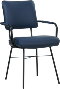 Blauwe leren industriële design eetkamerstoel Solid - Hermes Leer Kobalt (blauw leer)