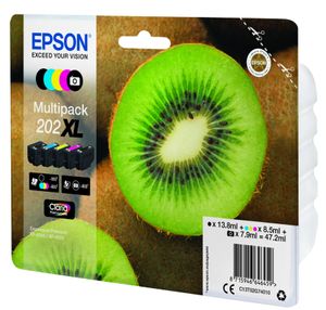 Epson inktcartridge 202XL, 550 - 800 pagina's, OEM C13T02G74010, 5 kleuren 5 stuks