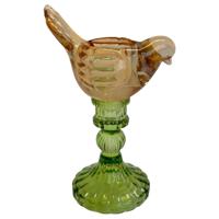 Mansion Atmosphere Kandelaar vogel groen/bruin 12x8x18cm