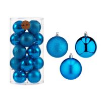 40x stuks kerstballen helder blauw kunststof 7 cm glitter, glans, mat