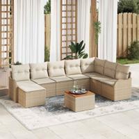 Tuinbankenset met kussen 9 pcs Beige poly rattan