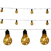 Solar lichtsnoer - 2x - feestverlichting - 10 LED bolletjes - 450 cm - warm wit - zonne-energie