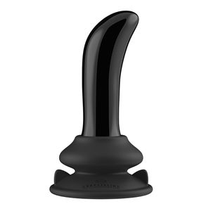 Prickly - Glass Vibrator - With Suction Cup and Remote - Rechargeable - 10 Speed - Black