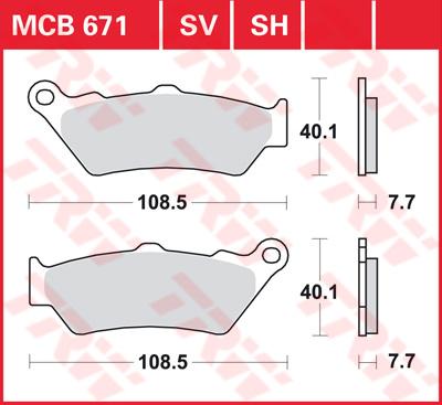 TRW Remblokken, en remschoenen voor de moto, MCB671SV Sinter street