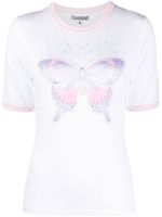 GANNI t-shirt à imprimé papillon - Blanc