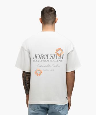 Jorcustom Flowers Loose Fit T-Shirt Heren Wit/Oranje - Maat XL - Kleur: WitOranje | Soccerfanshop