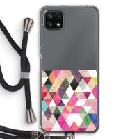 Gekleurde driehoekjes: Samsung Galaxy A22 5G Transparant Hoesje met koord