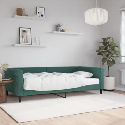 Slaapbank met matras 100x200 cm fluweel donkergroen