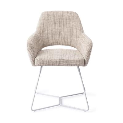 Jesper Home Yanai eetkamerstoel Caramel Grid beehive white