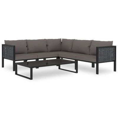 vidaXL 6-delige Loungeset met kussens poly rattan antraciet vidaXL 6-delige Loungeset met kussens poly rattan antraciet