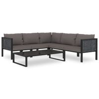 vidaXL 6-delige Loungeset met kussens poly rattan antraciet - thumbnail