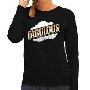 Fabulous fun tekst sweater voor dames zwart in 3D effect