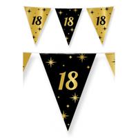 Paperdreams Slinger 18 jaar - 3x stuks - verjaardag - zwart/goud - 10 meter - vlaggenlijn