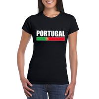 Zwart Portugal supporter t-shirt voor dames - thumbnail