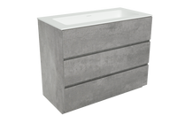 Storke Edge staand badkamermeubel 105 x 52,5 cm beton donkergrijs met Mata enkele wastafel in matte Solid Surface