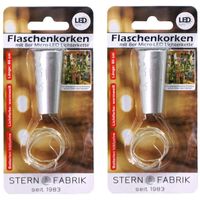 Flesverlichting kurk met lichtsnoer - 2x - zilver - LED - 80 cm - bottle lights - wijnfles - thumbnail