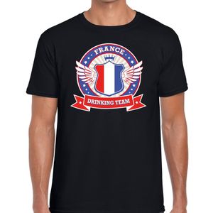 Zwart France drinking team t-shirt heren