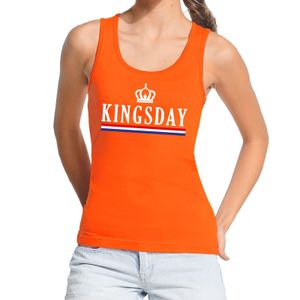 Oranje Kingsday vlag tanktop / mouwloos shirt voor dames