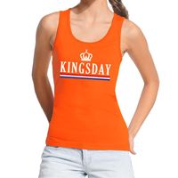 Oranje Kingsday vlag tanktop / mouwloos shirt voor dames - thumbnail