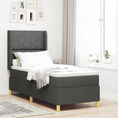 Boxspringbed met matras en LED stof donkergrijs 80x200 cm