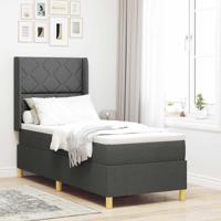 Boxspringbed met matras en LED stof donkergrijs 80x200 cm
