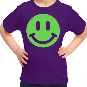 Verkleed T-shirt voor meisjes - Smile Emoticon - paars - carnaval - feestkleding voor kinderen