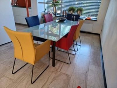 Set van 6 leren eetkamerstoelen - met designpoot - verschillende kleuren leer - Echt leer, Industrieel, ontdek de vele Leersoorten en Kleuren bij ShopX