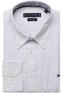 Tommy Hilfiger Slim Fit Linnen Overhemd lichtblauw, Effen