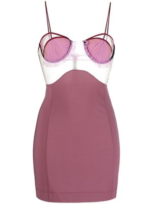 Nensi Dojaka robe courte à empiècements transparents - Violet