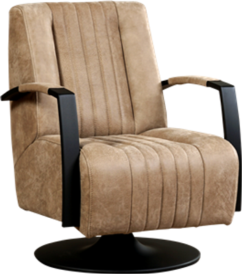 Taupe leren industriële draaifauteuil Galaxy - staal zwart frame met schotelvoet - Kenia Leer Taupe (taupe leer)