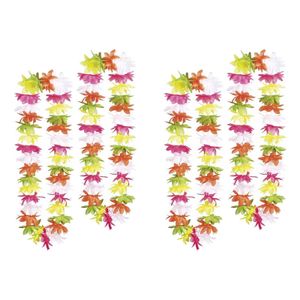 Bloemenslinger/Hawaii krans - 8x - gekleurd - 50 cm - plastic - Hawaii thema feestje