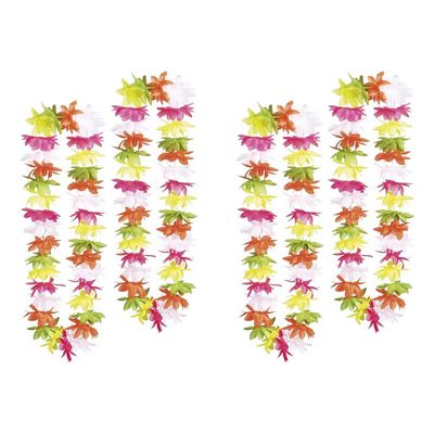 Bloemenslinger/Hawaii krans - 8x - gekleurd - 50 cm - plastic - Hawaii thema feestje