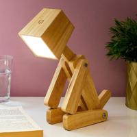 Houten tafellamp hond