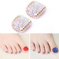 2 stuks Crystal nep Nail Art Tips Rhinestone volledige dekking teennagels Decals stickers (NO: 27)