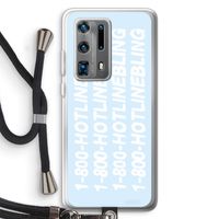 Hotline bling blue: Huawei P40 Pro Plus Transparant Hoesje met koord