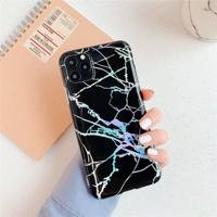Voor iPhone 11 Pro Max TPU glanzende Laser marmer IMD kleurrijke mobiele telefoon geval (zwart)