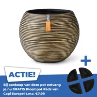 Vaas Bol Rib 29x26 Zwart Goud