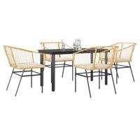 5-delige Tuinset met kussens poly rattan glas bruin