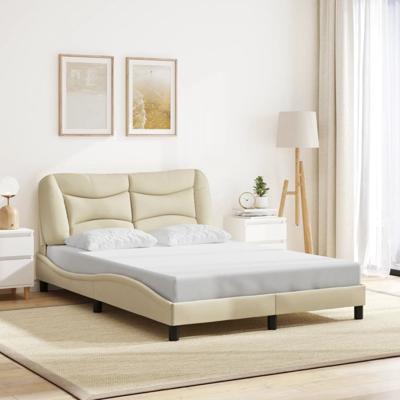 Bedframe zonder matras 120x200 cm stof crèmekleurig