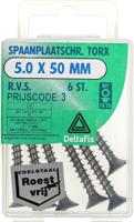 Sp.pl.schr.torx 5,0x50mm rvs 6st - Deltafix