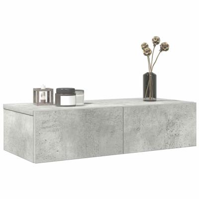 Wandschap met lades 60x26,5x15 cm bewerkt hout betongrijs