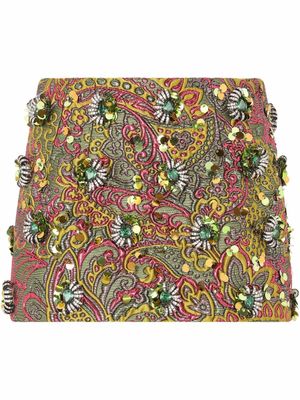 Dolce & Gabbana minijupe en jacquard à ornements - Vert
