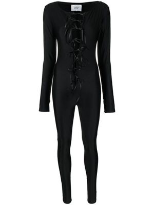 Atu Body Couture combinaison en satin à détail de laçage - Noir