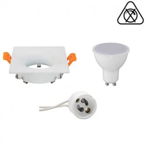 LED Spot Set - GU10 Fitting - Inbouw Vierkant - Mat Wit - 6W - Natuurlijk Wit 4200K - 85mm