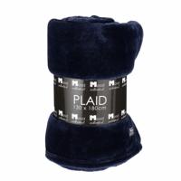 In The Mood Fleece deken/plaid - navy blauw - 130 x 180 cm - Bankdeken