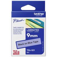Labeltape Brother TZe, TZ TZe-521 PET Tapekleur: Blauw Tekstkleur:Zwart 9 mm 8 m